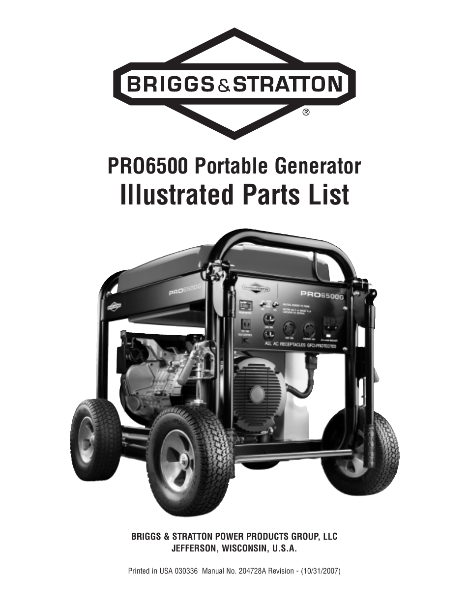 Briggs & Stratton PRO6500 P User Manual | 6 pages