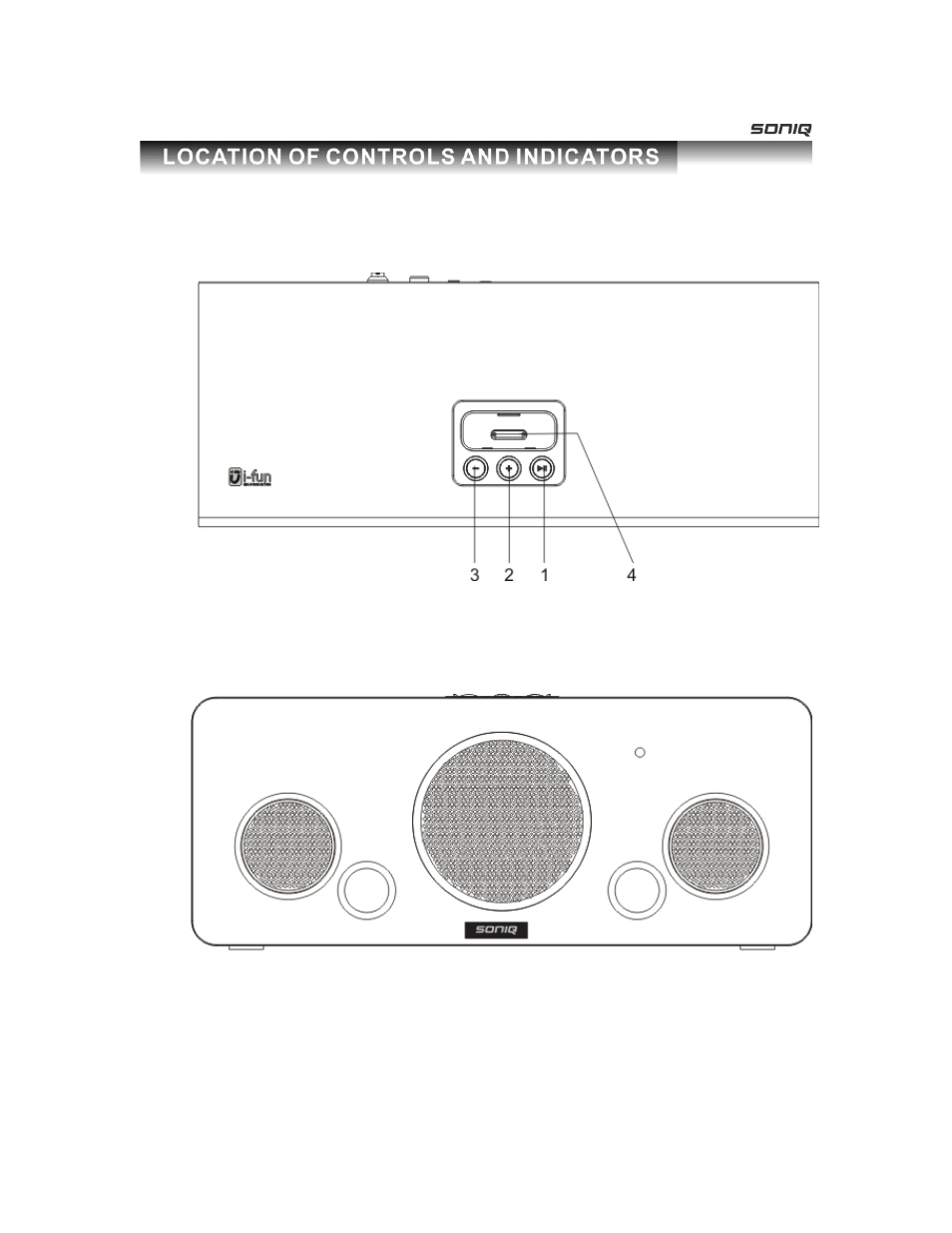 Top panel front panel | SONIQ QMS300B User Manual | Page 5 / 12