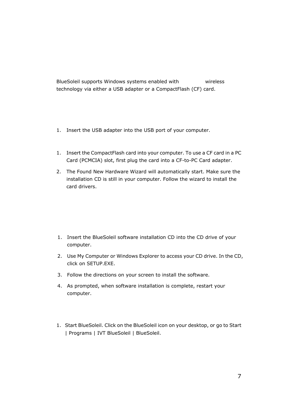 2 basic operations, 1 insert adaptor, 2 install the software | 3 start bluesoleil | SONIQ QMR10AR User Manual | Page 7 / 40