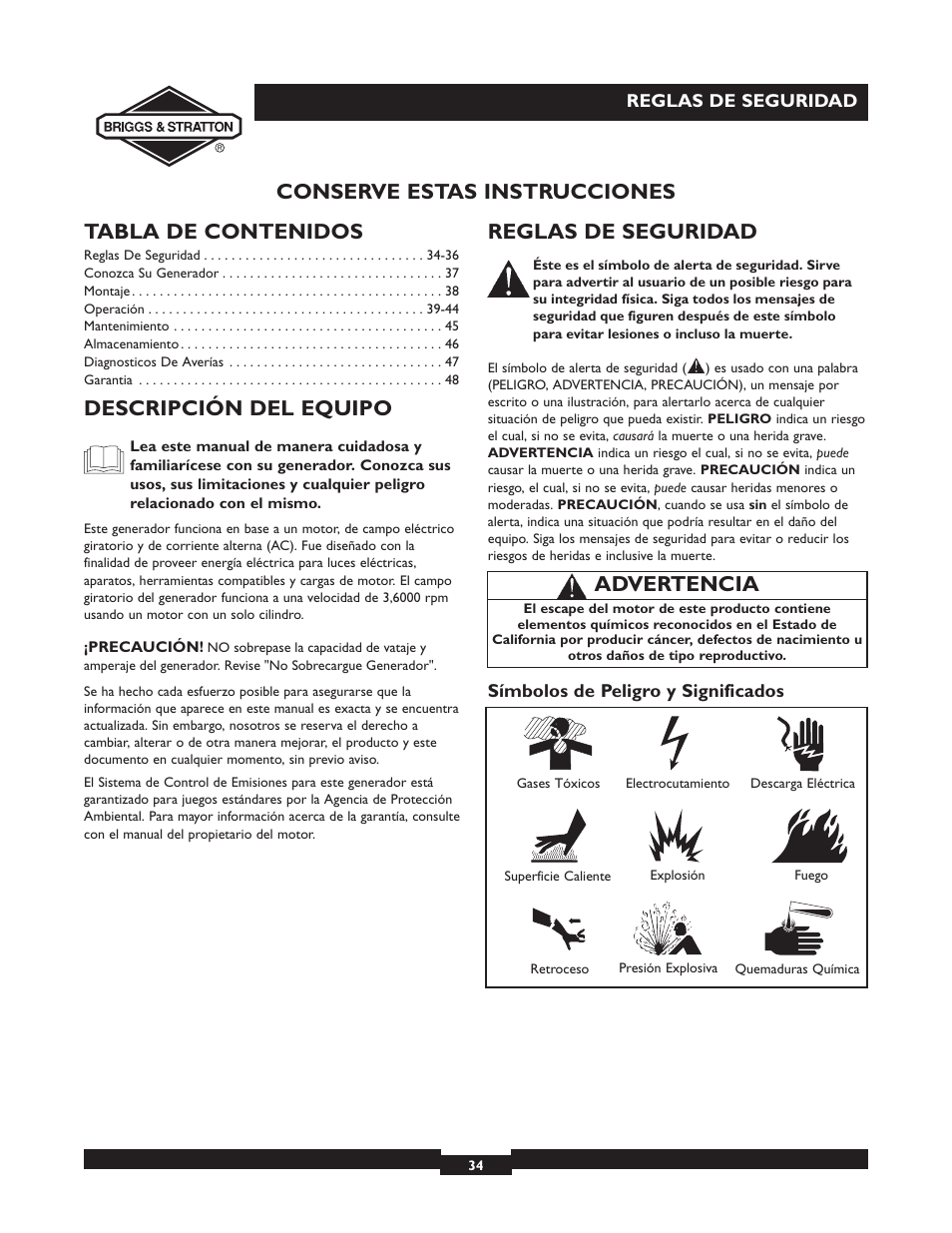 Briggs & Stratton 01532-4 User Manual | Page 34 / 48