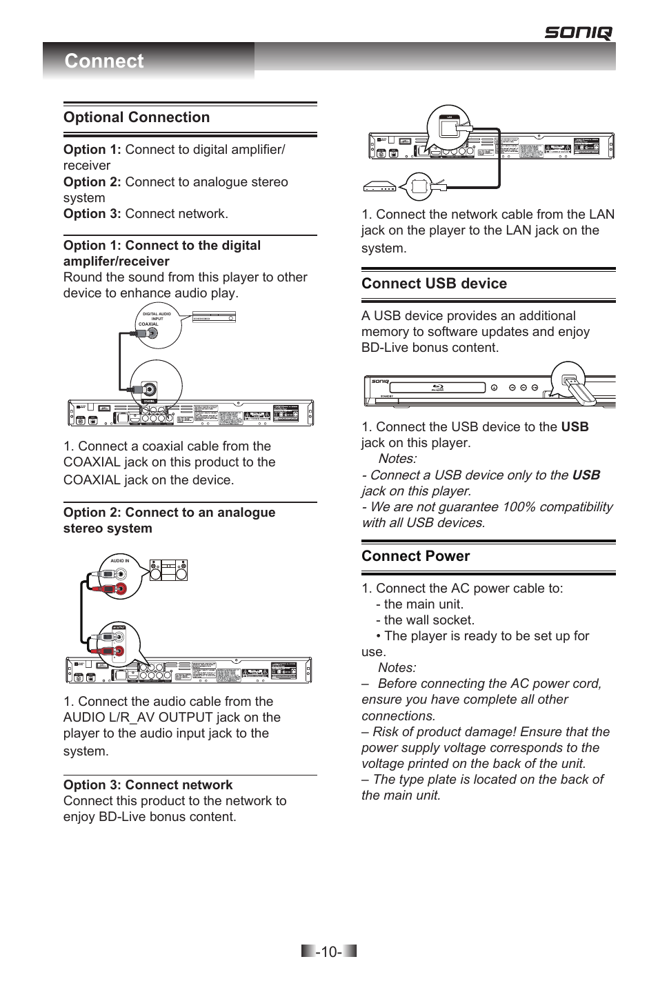 Connect | SONIQ QPB302B User Manual | Page 10 / 26