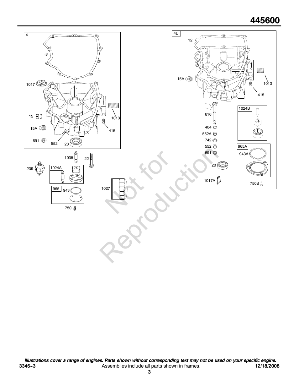 Not for reproduction | Briggs & Stratton 445600 User Manual | Page 3 / 16