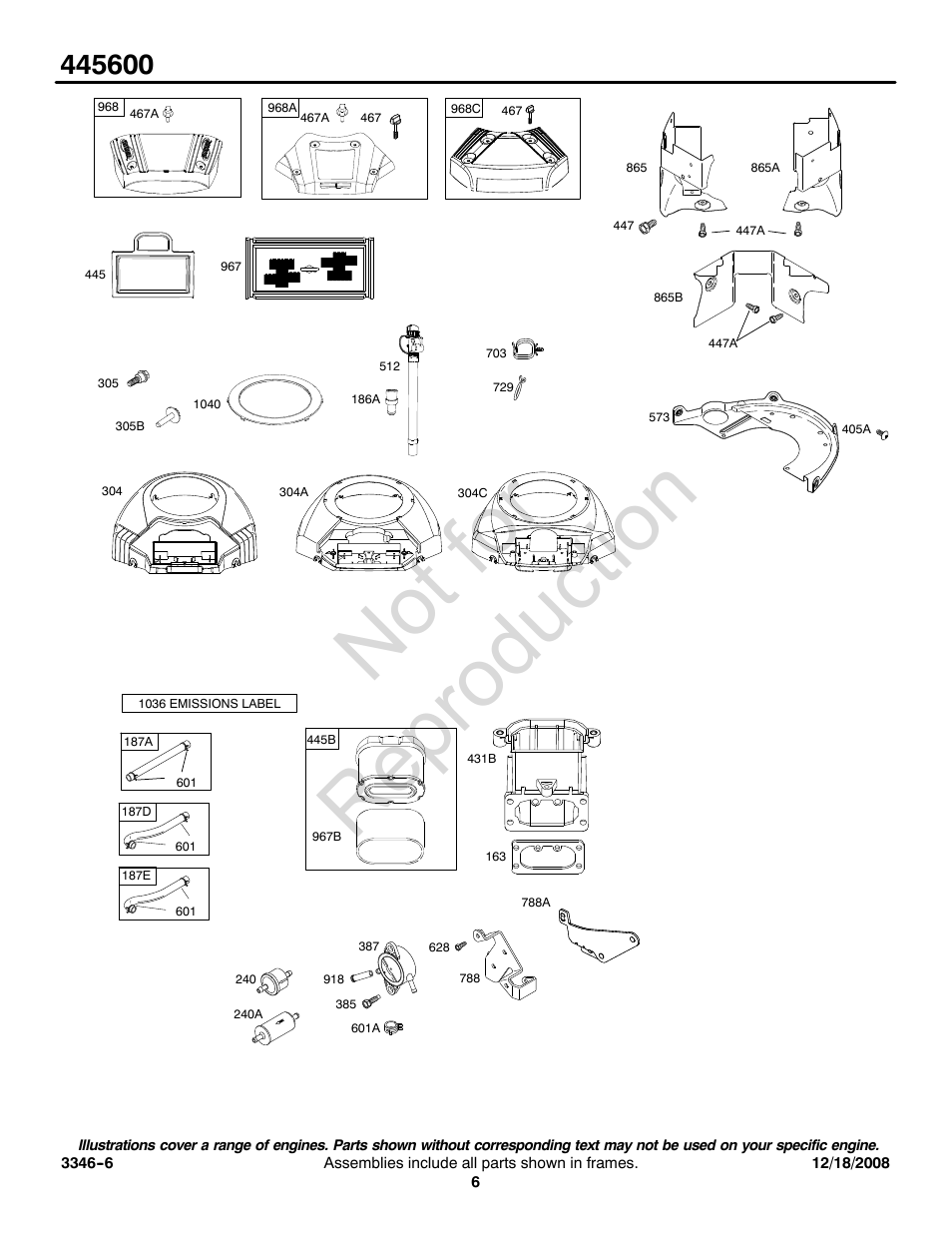 Not for reproduction | Briggs & Stratton 445600 User Manual | Page 6 / 16
