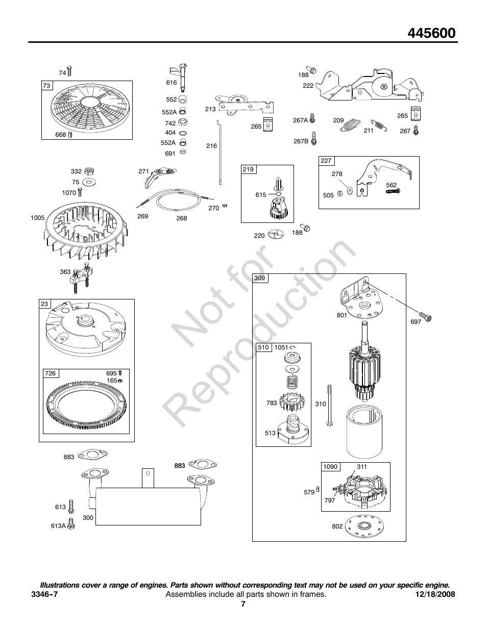 Not for reproduction | Briggs & Stratton 445600 User Manual | Page 7 / 16