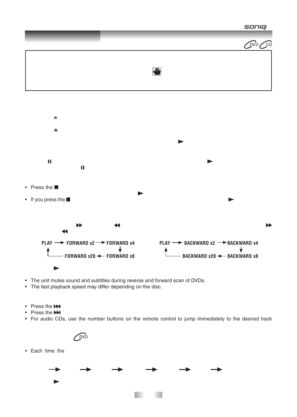Playing a disc | SONIQ QPI600B User Manual | Page 12 / 24