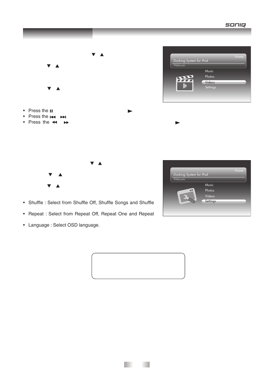 Ipod features | SONIQ QPI600B User Manual | Page 19 / 24