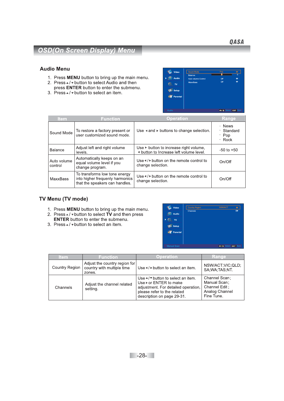 SONIQ QSL460XT User Manual | Page 30 / 44