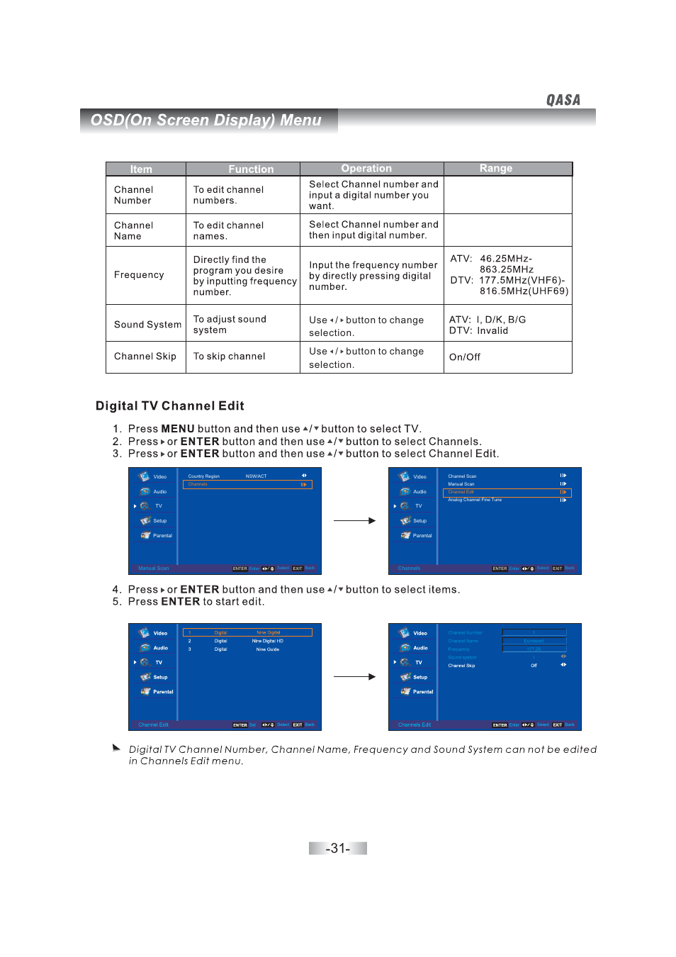 Use / button to change selection | SONIQ QSL460XT User Manual | Page 33 / 44
