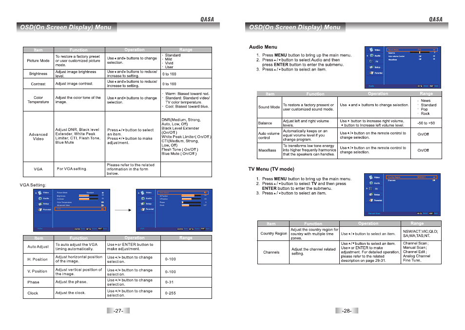 Use / button to select an item | SONIQ QSP422T User Manual | Page 15 / 22