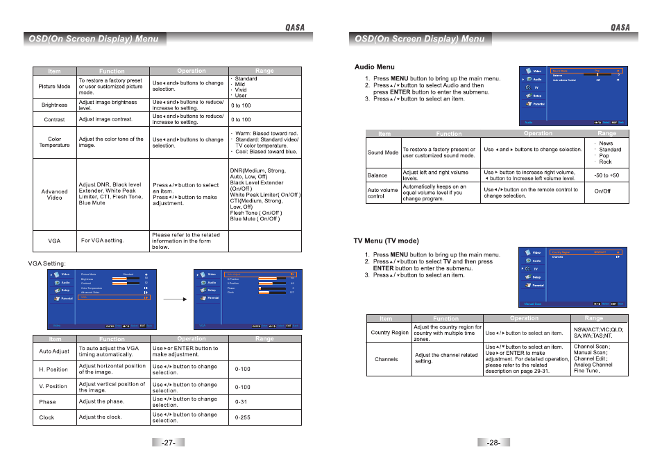 Use / button to select an item | SONIQ QSP424T User Manual | Page 15 / 22