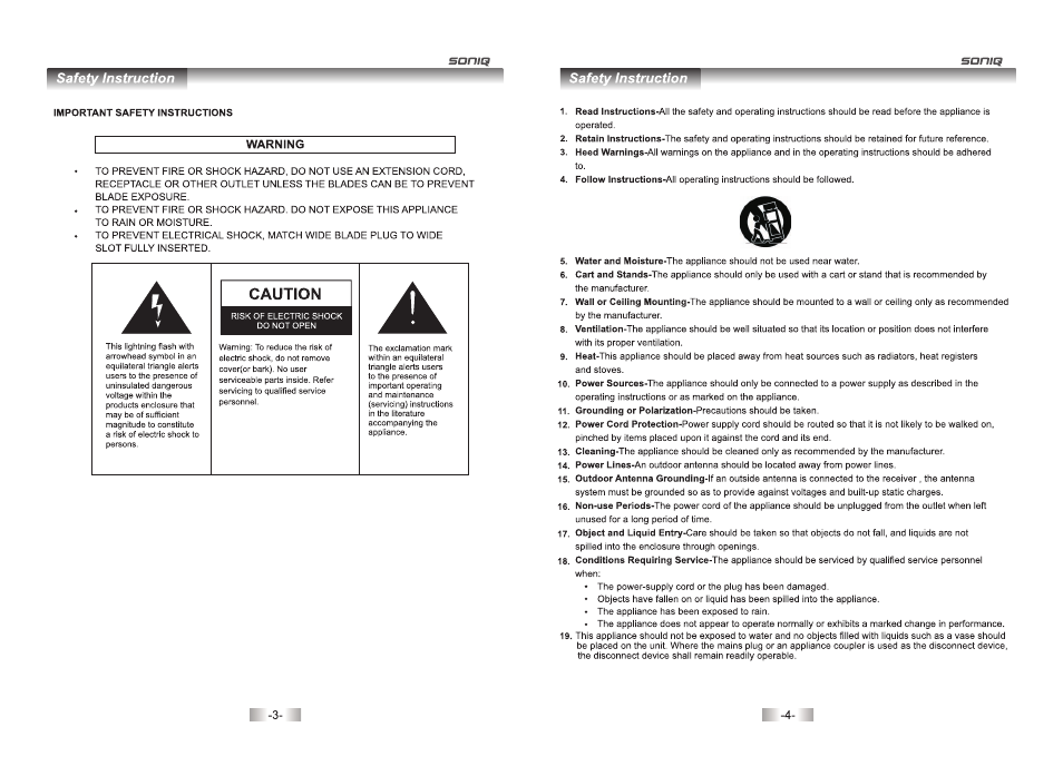 SONIQ QV172LT User Manual | Page 2 / 21
