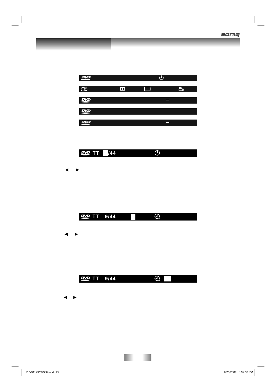 Special functions, Locating a specific title (dvd), Locating a specific chapter / track | Display function, Locating a specific time | SONIQ QV173LTI User Manual | Page 29 / 36