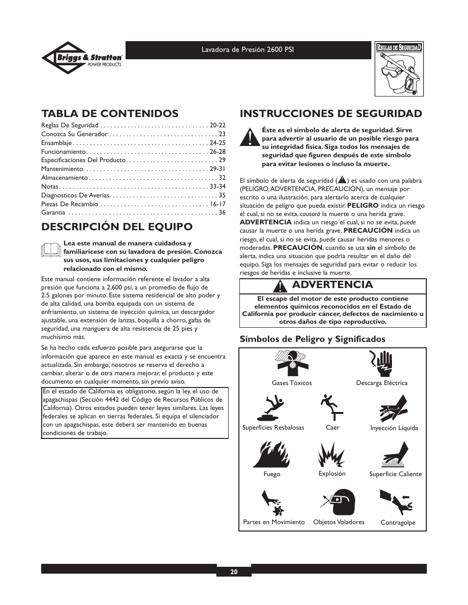 Briggs & Stratton 20216 User Manual | Page 20 / 36