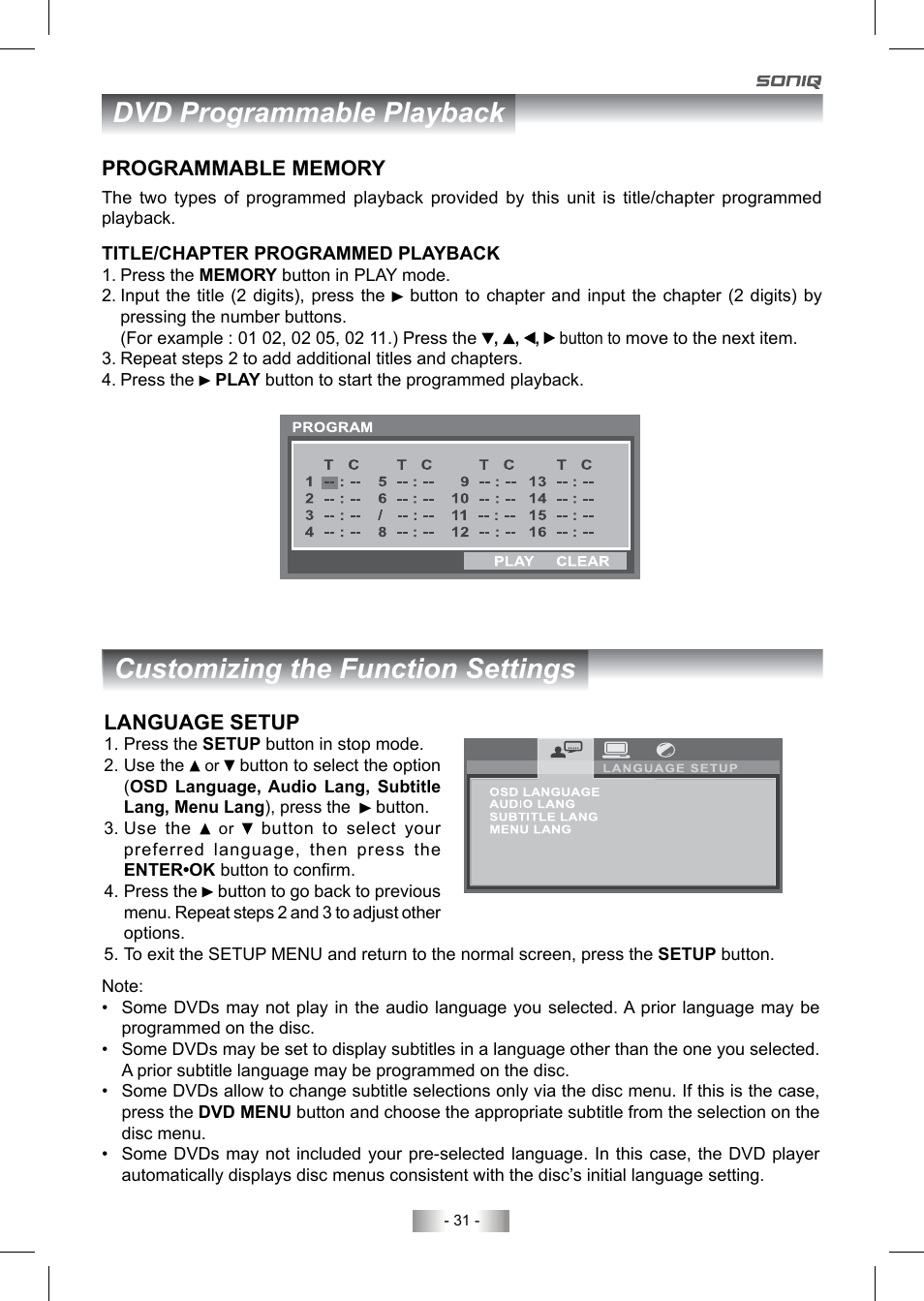 SONIQ QV193LTI User Manual | Page 31 / 36