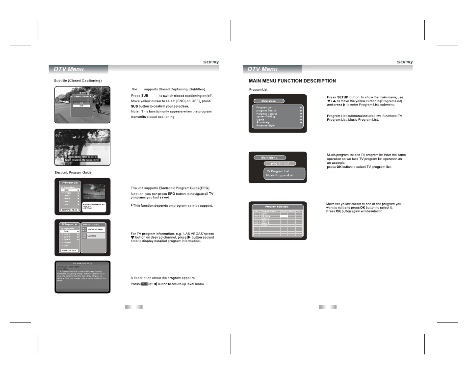 Dtv menu | SONIQ QV195LT User Manual | Page 18 / 24