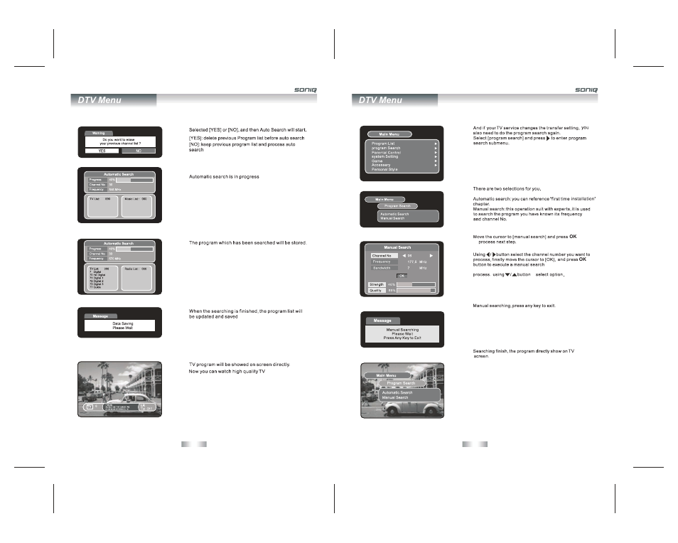 Dtv menu | SONIQ QV195LT User Manual | Page 21 / 24