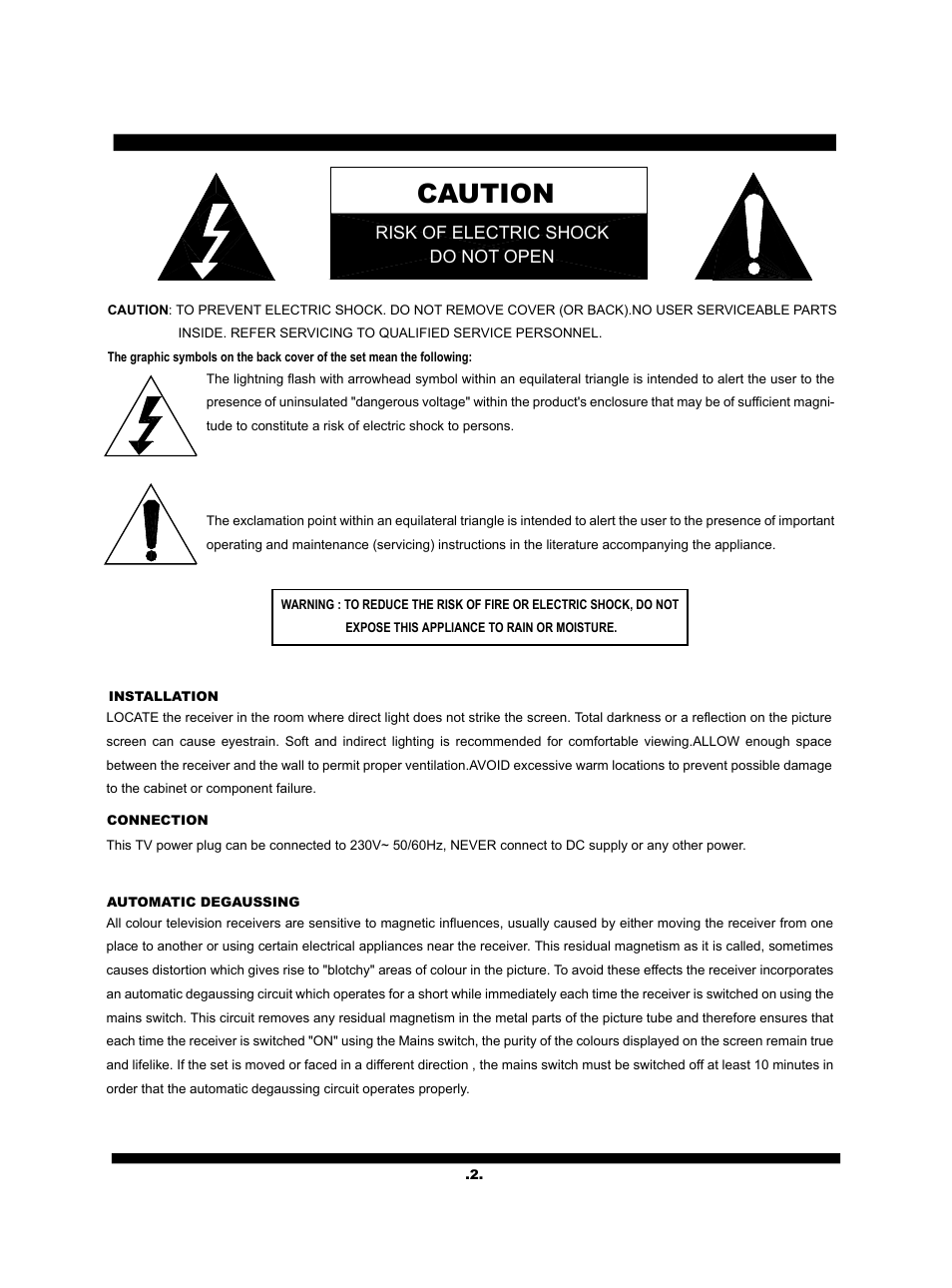 Caution | SONIQ QV210C User Manual | Page 3 / 22