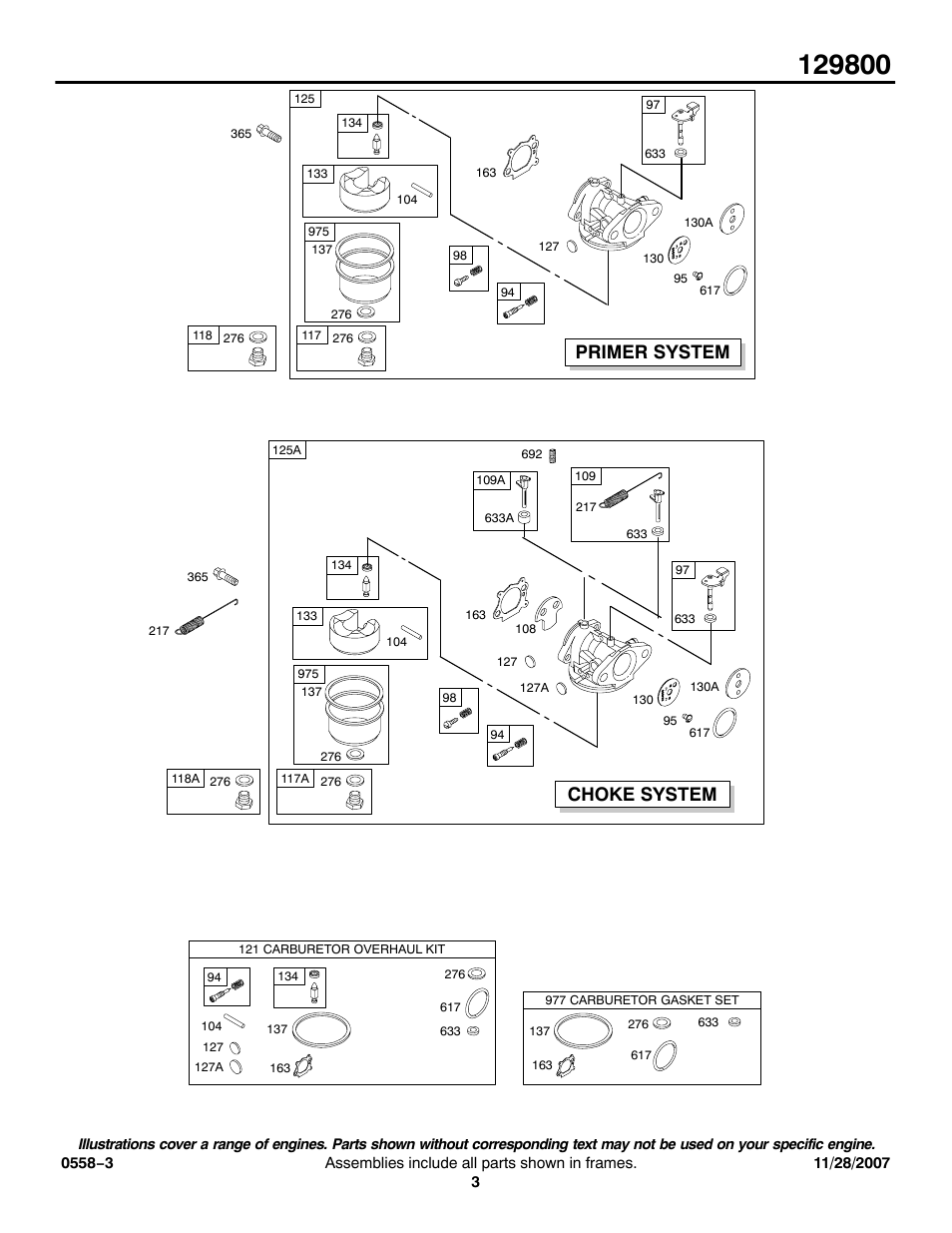 Choke system primer system | Briggs & Stratton 129800 User Manual | Page 3 / 16