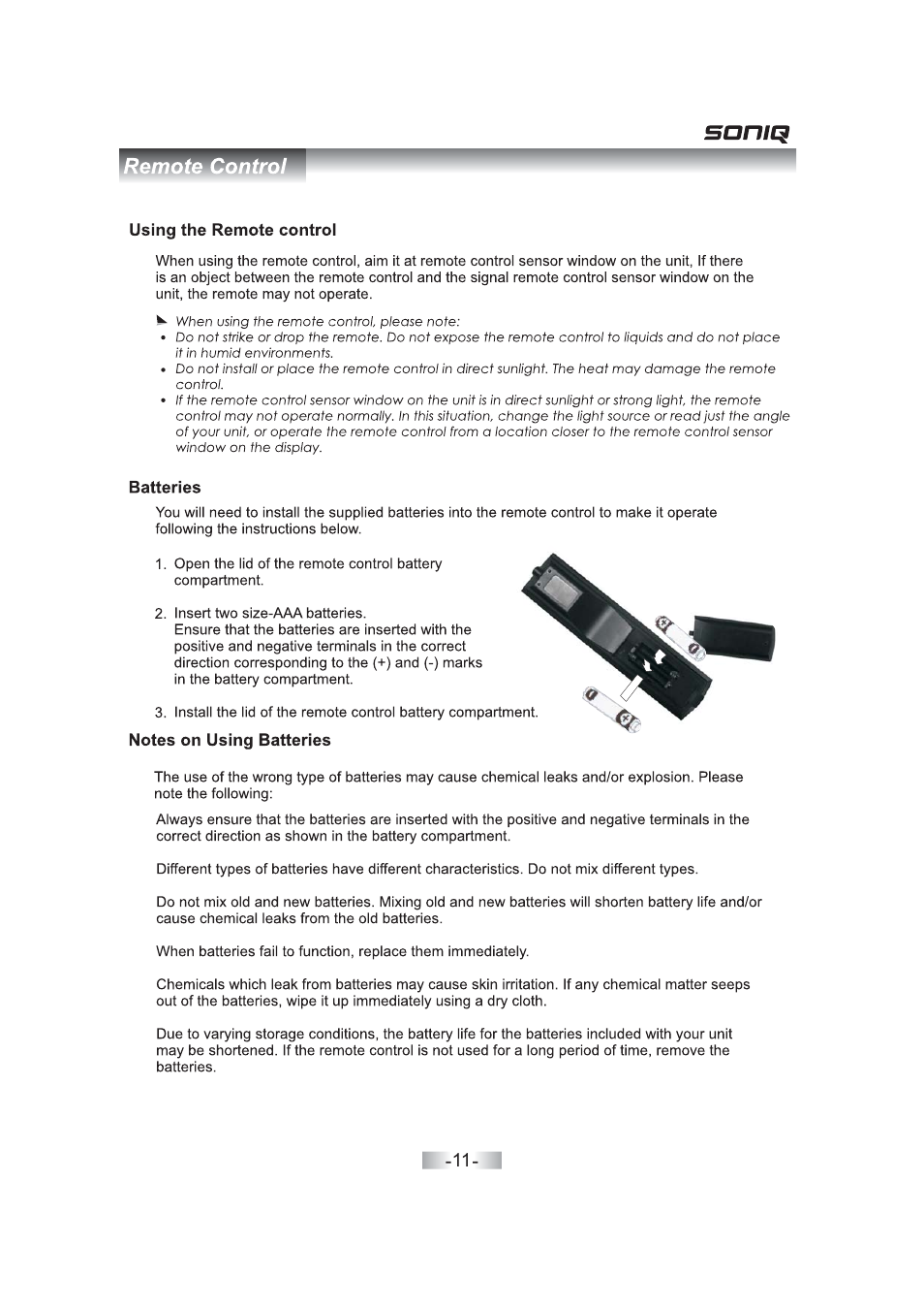 SONIQ QV263L User Manual | Page 13 / 32