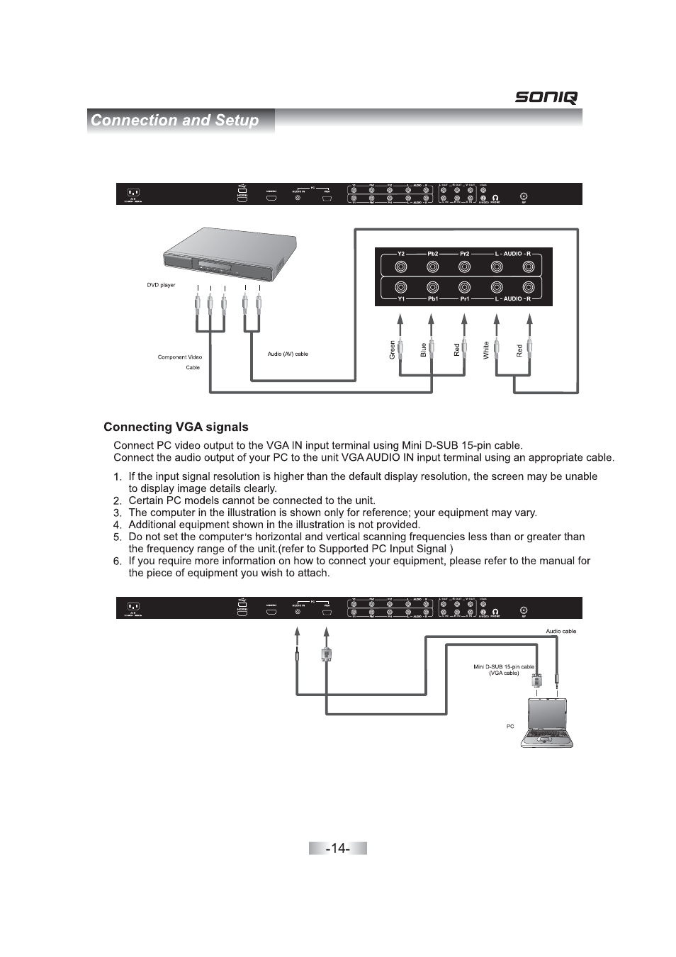 SONIQ QV263L User Manual | Page 16 / 32