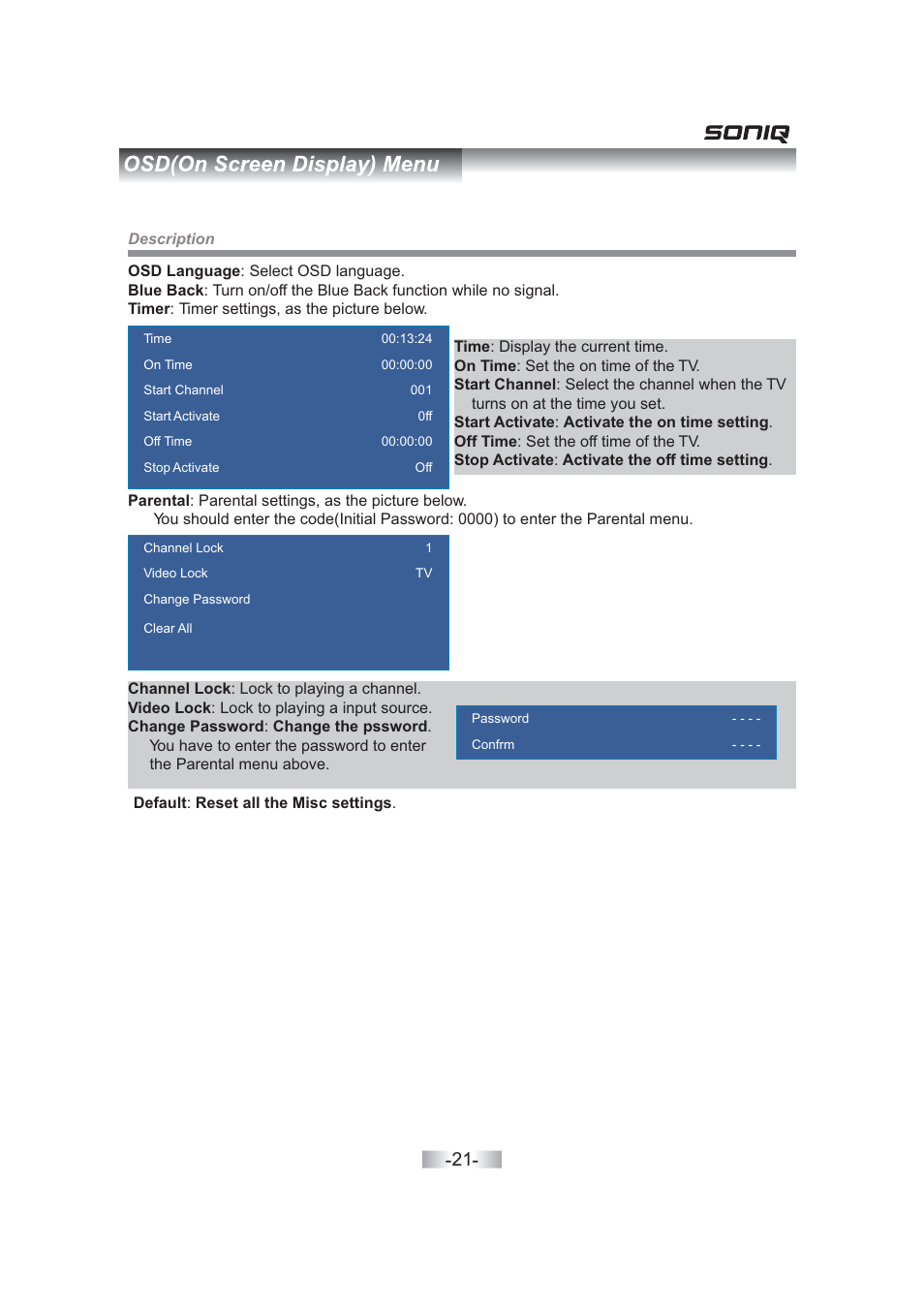 SONIQ QV263L User Manual | Page 23 / 32