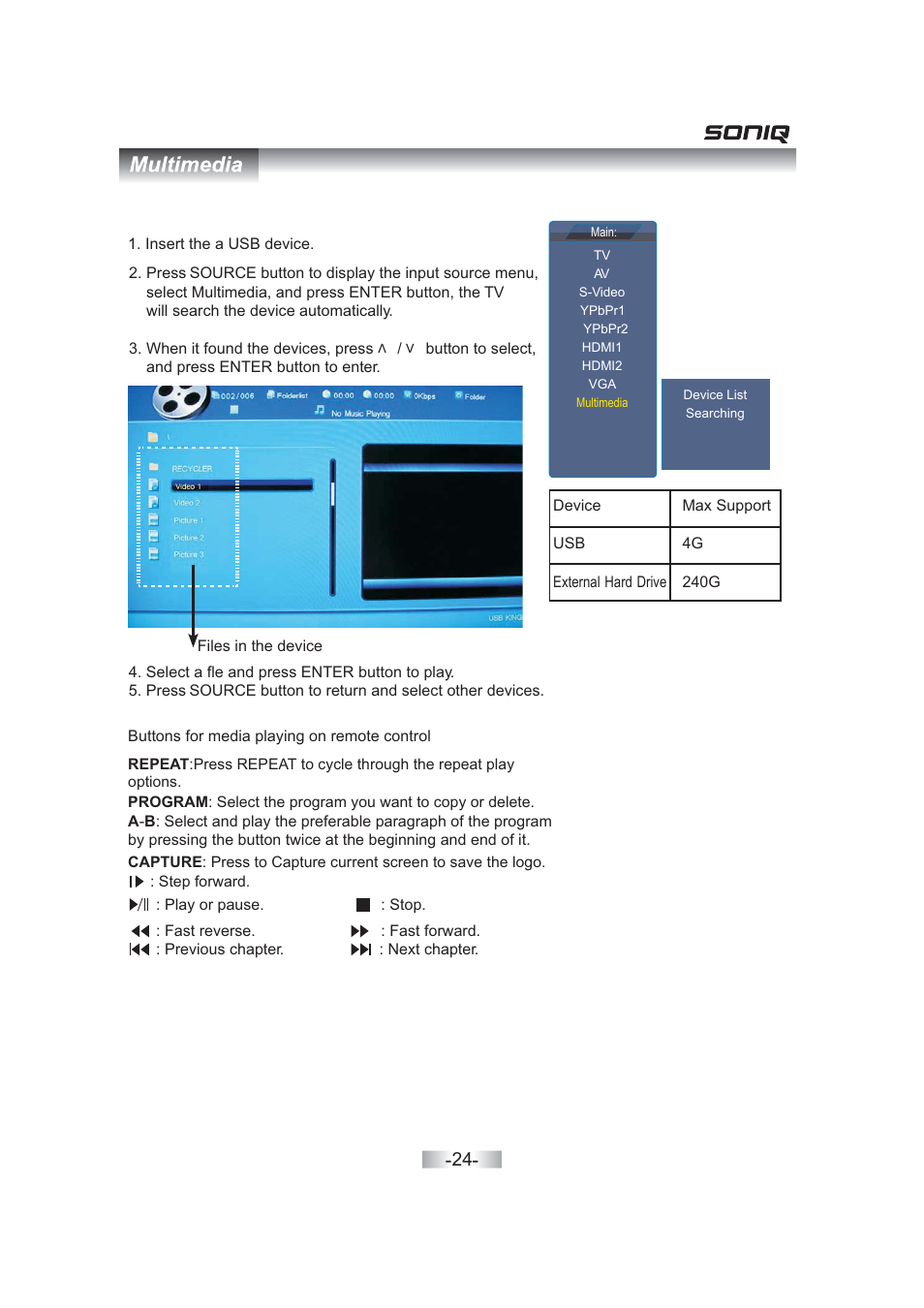 SONIQ QV263L User Manual | Page 26 / 32