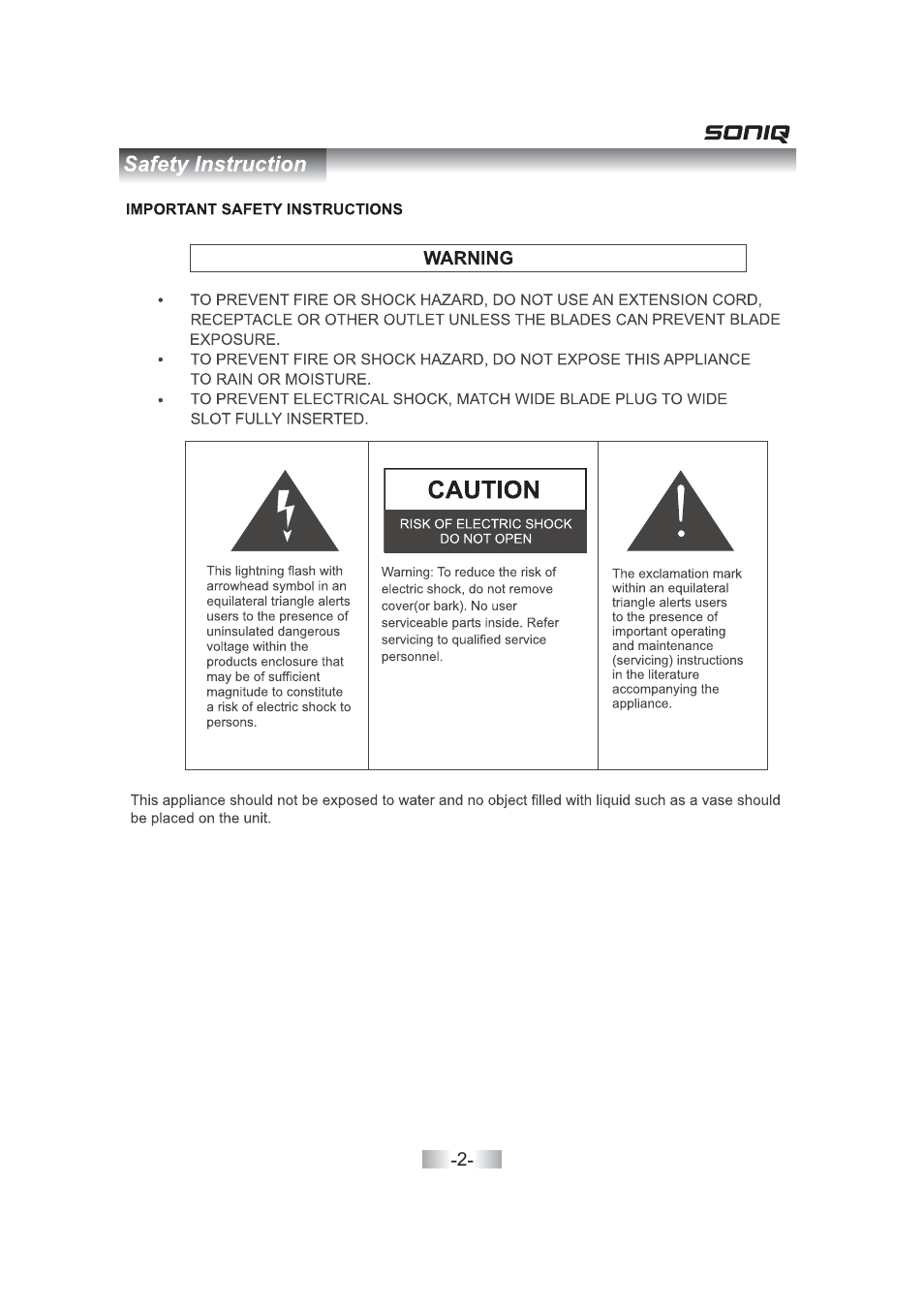 SONIQ QV263L User Manual | Page 4 / 32