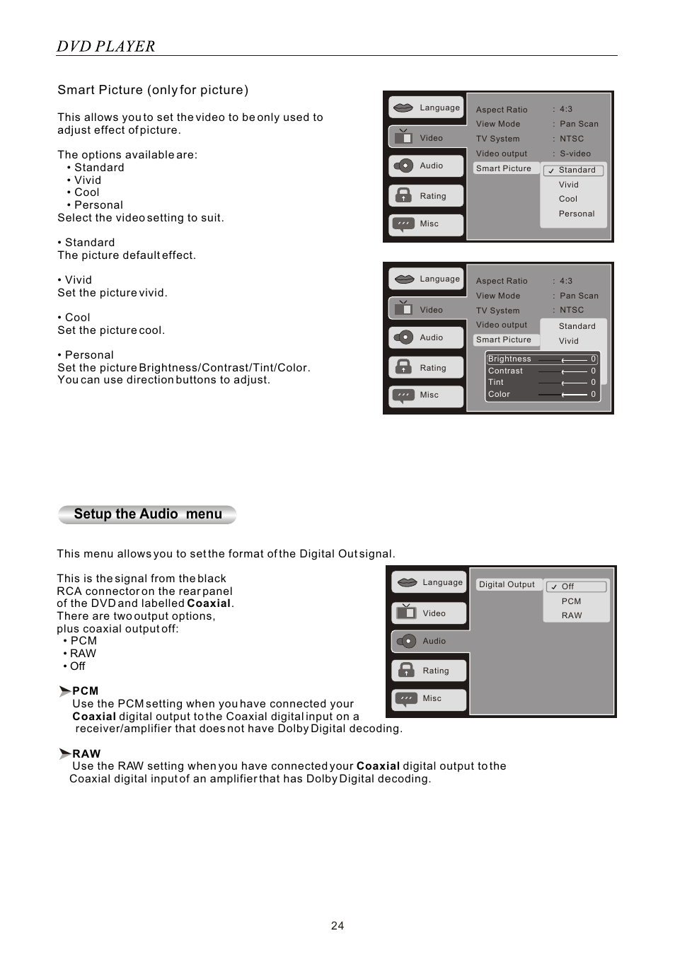 Setup the audio menu, 6pduw3lfwxuh rqo\iruslfwxuh | SONIQ SONIQ901-2 User Manual | Page 24 / 29