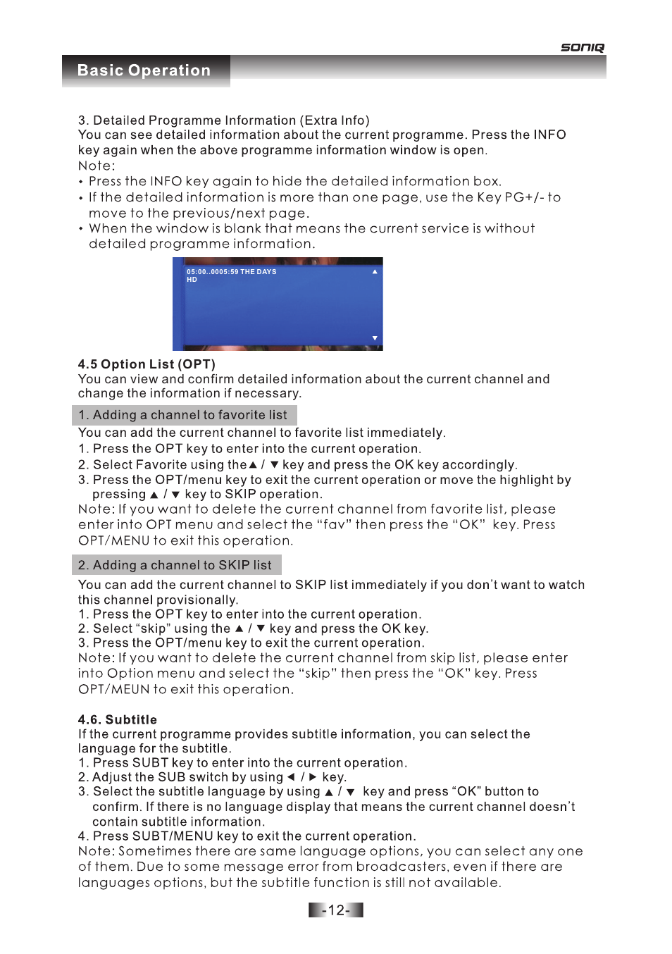 页 12 | SONIQ T1000 User Manual | Page 13 / 30