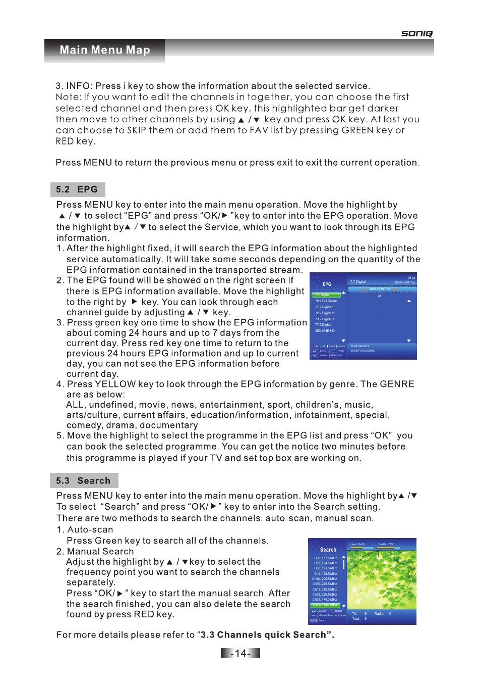 页 14, Search | SONIQ T1000 User Manual | Page 15 / 30