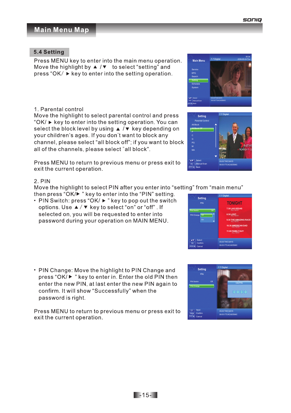 页 15, Tonight | SONIQ T1000 User Manual | Page 16 / 30