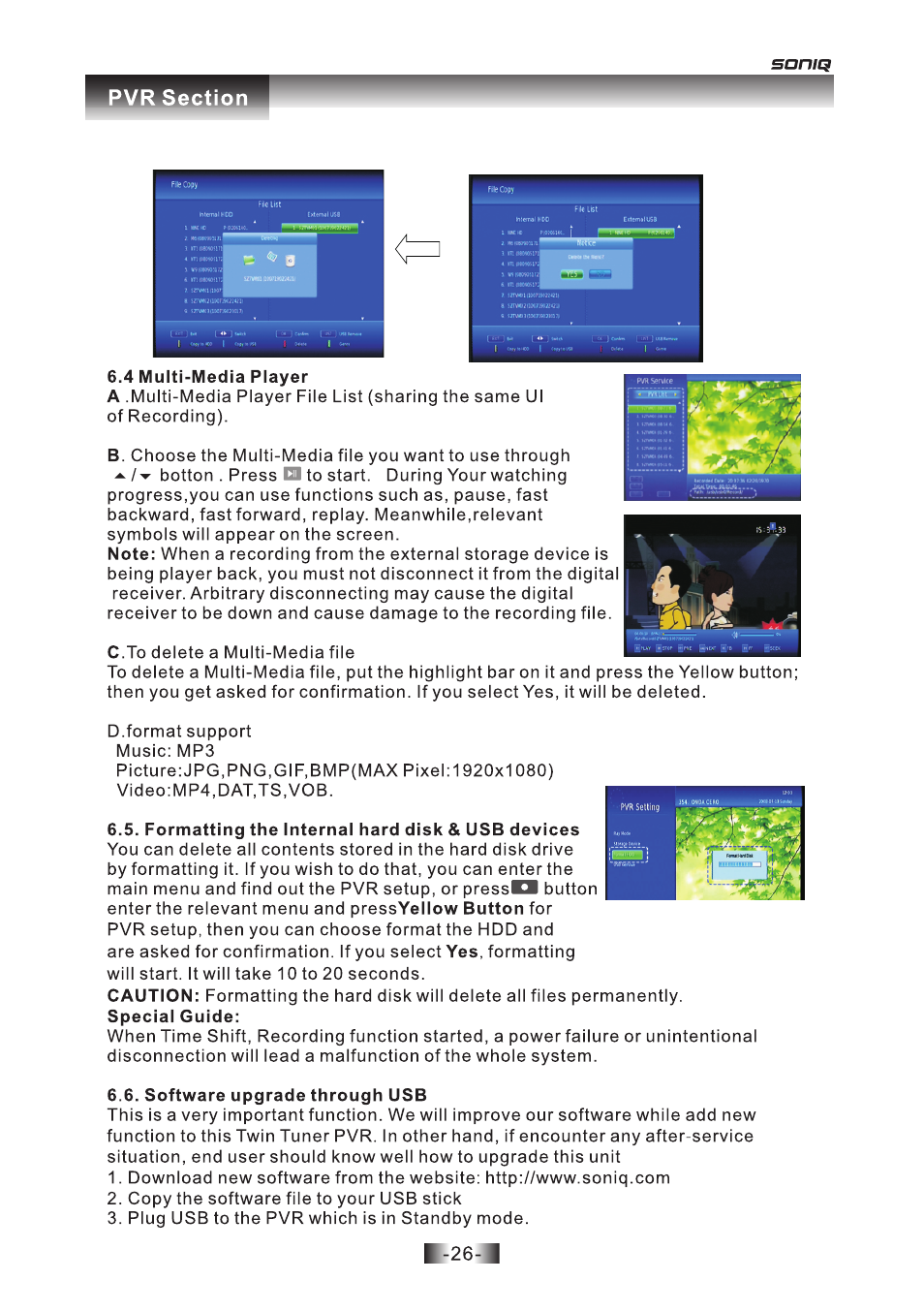 页 26 | SONIQ T1000 User Manual | Page 27 / 30