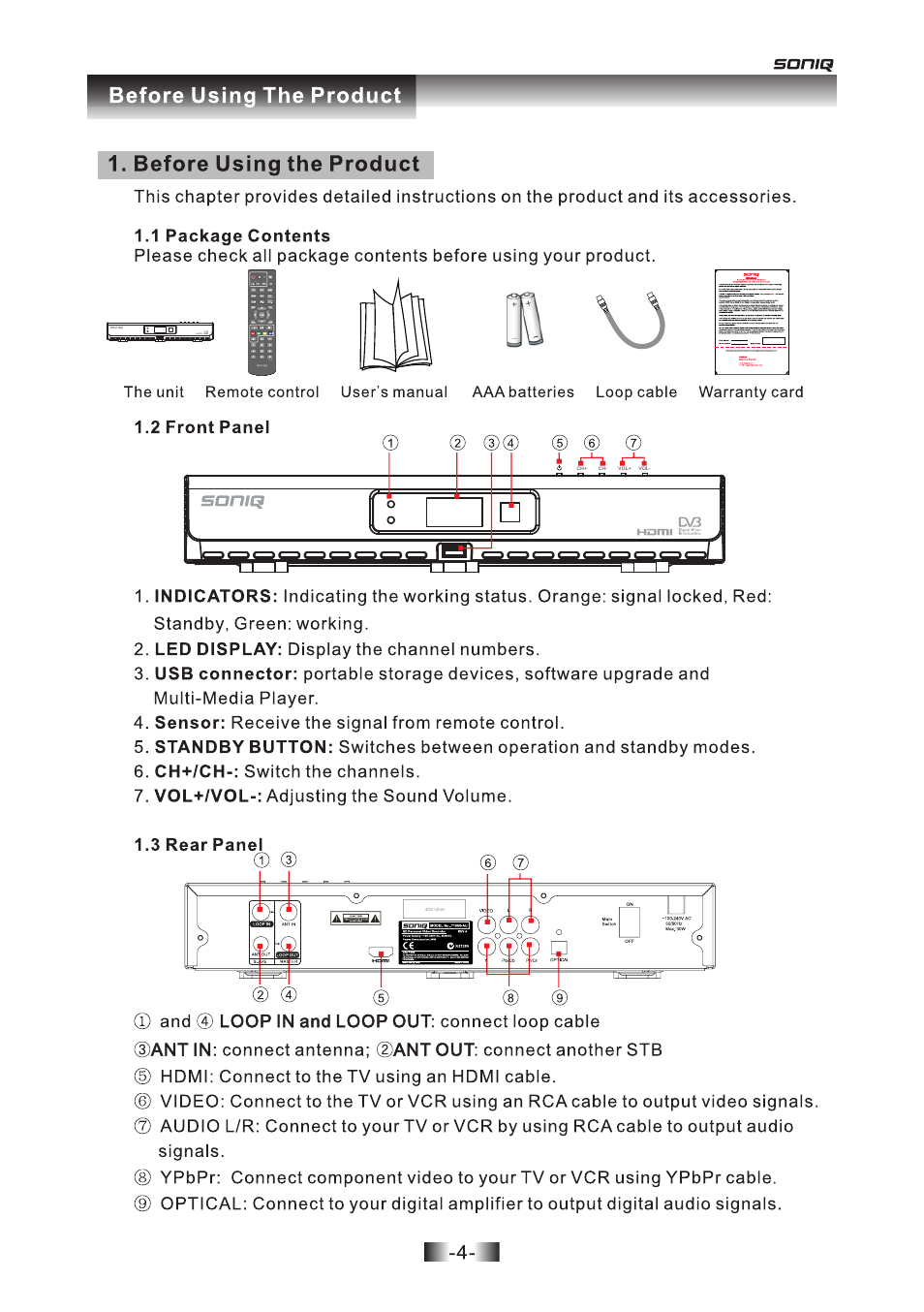 SONIQ T1000 User Manual | Page 5 / 30