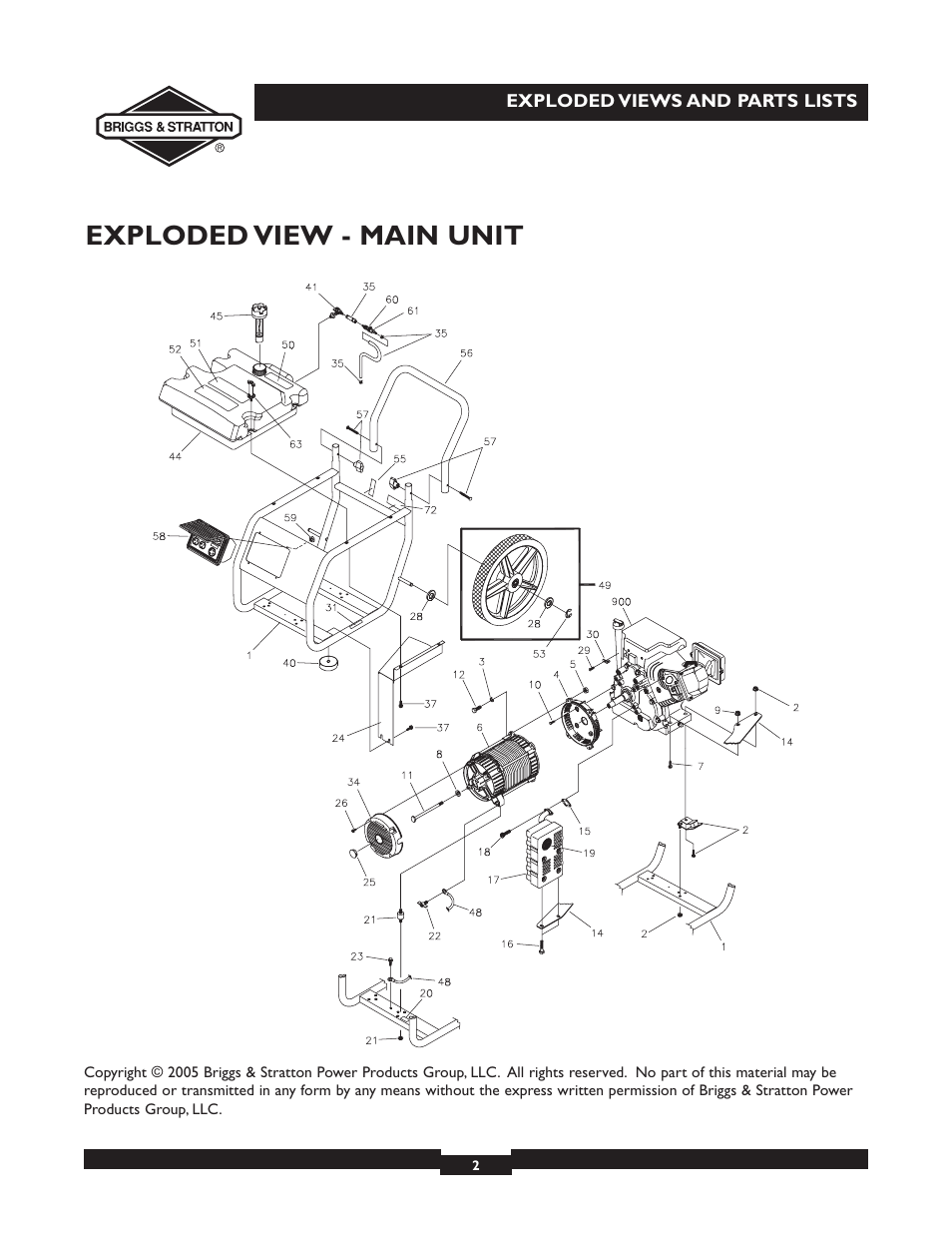 Exploded view - main unit | Briggs & Stratton 30253 User Manual | Page 2 / 5