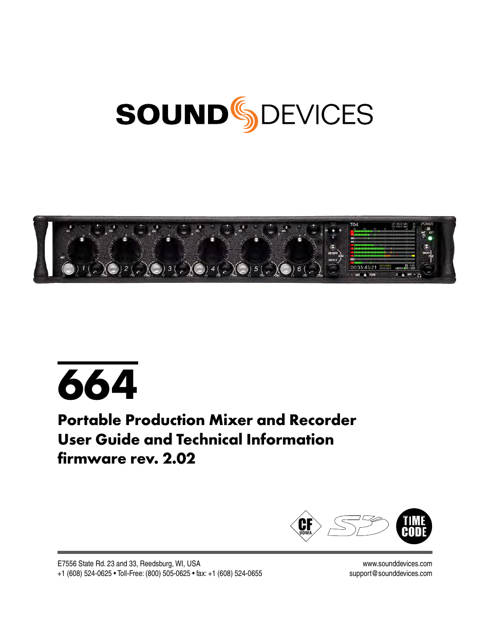 Sound Devices 664 User Manual | 78 pages