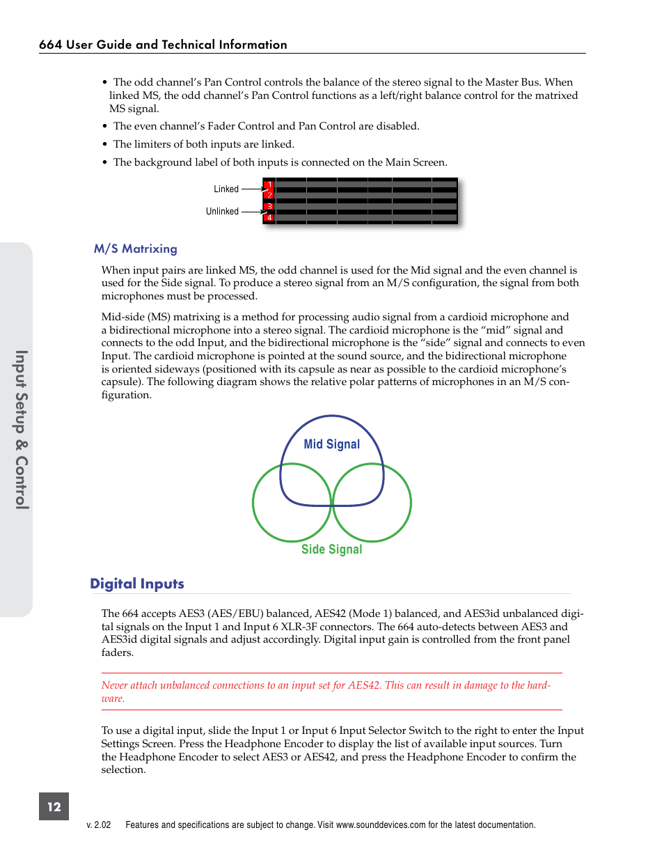 Digital inputs | Sound Devices 664 User Manual | Page 18 / 78