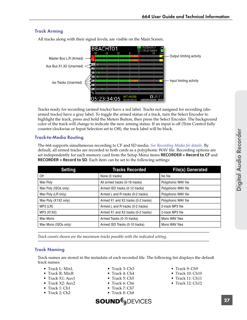 Digital a udio r ecor der | Sound Devices 664 User Manual | Page 33 / 78