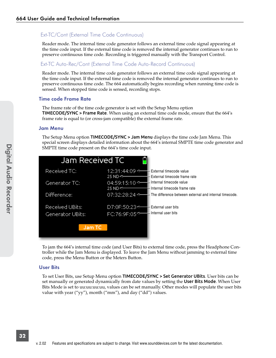 Digital a udio r ecor der | Sound Devices 664 User Manual | Page 38 / 78