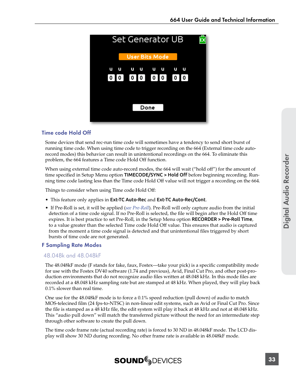 Digital a udio r ecor der | Sound Devices 664 User Manual | Page 39 / 78