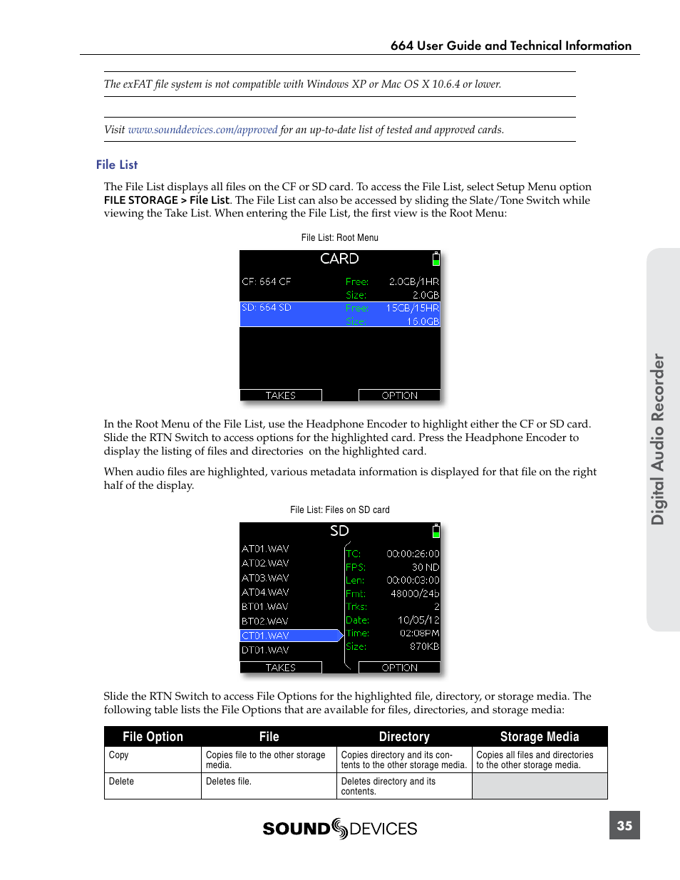 Digital a udio r ecor der | Sound Devices 664 User Manual | Page 41 / 78