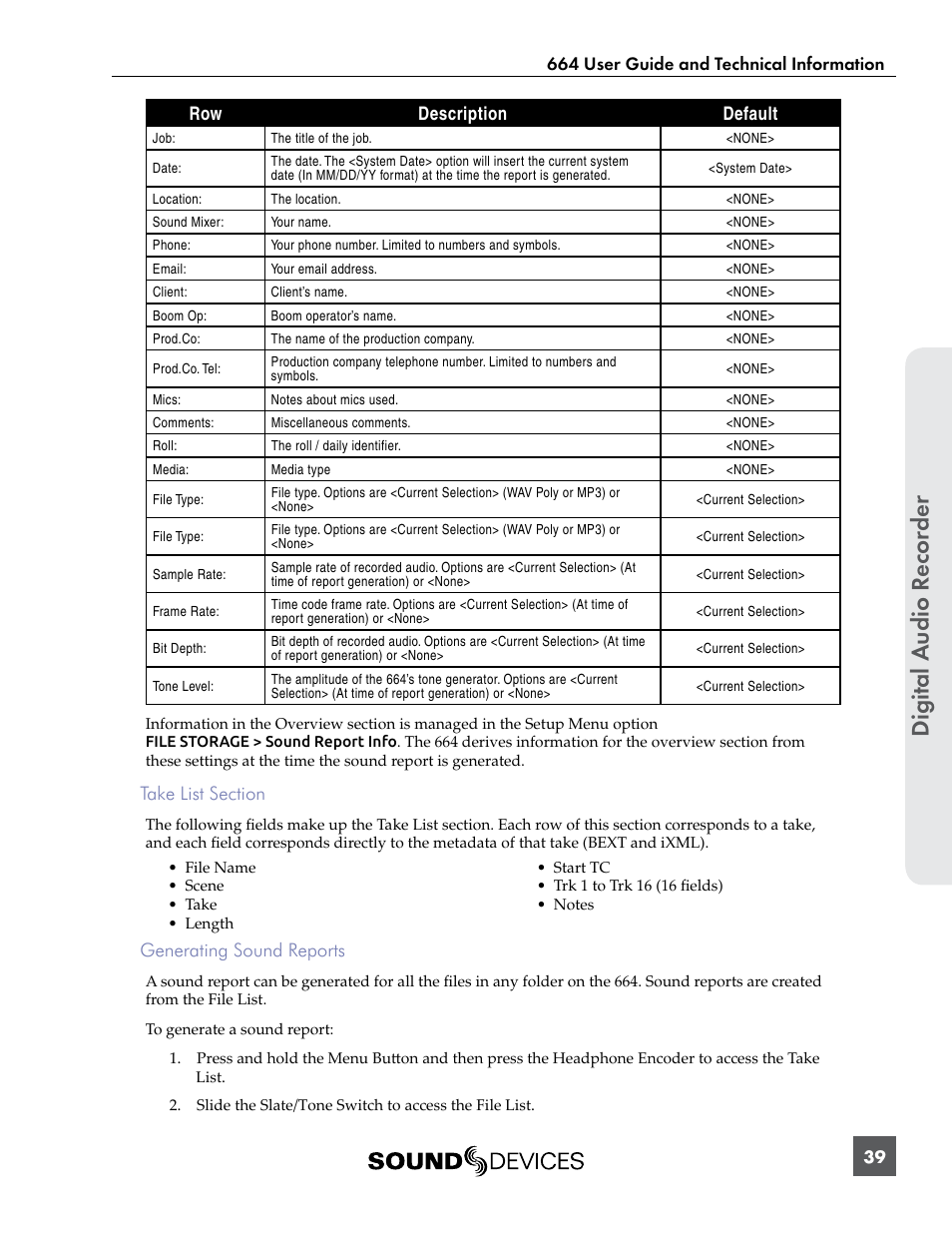 Digital a udio r ecor der | Sound Devices 664 User Manual | Page 45 / 78