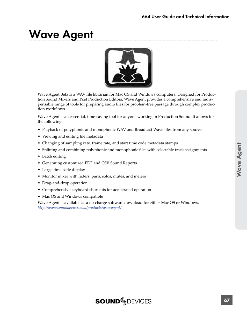 Wave agent, Wav e a gent | Sound Devices 664 User Manual | Page 73 / 78