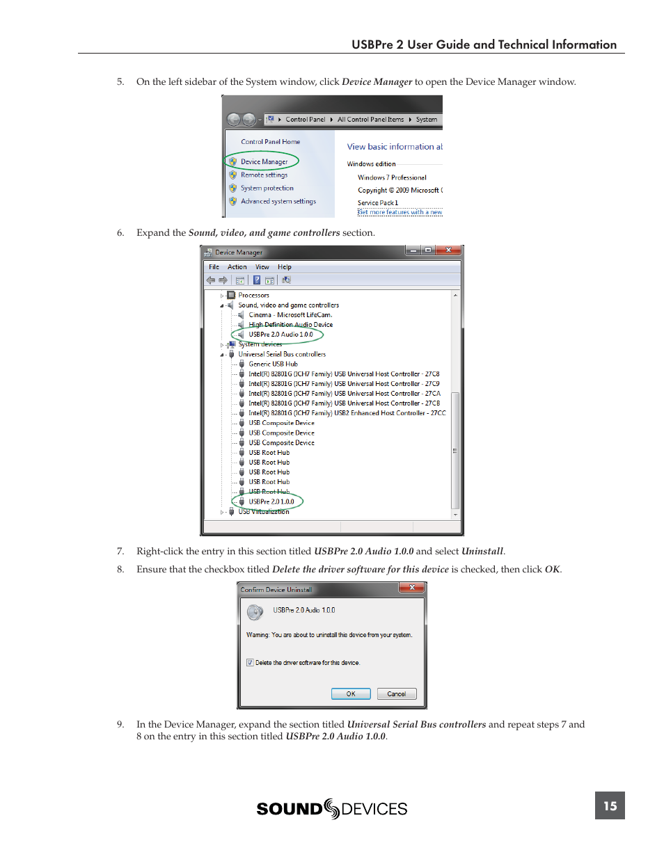 Usbpre 2 user guide and technical information 15 | Sound Devices USBPre 2 User Manual | Page 16 / 27