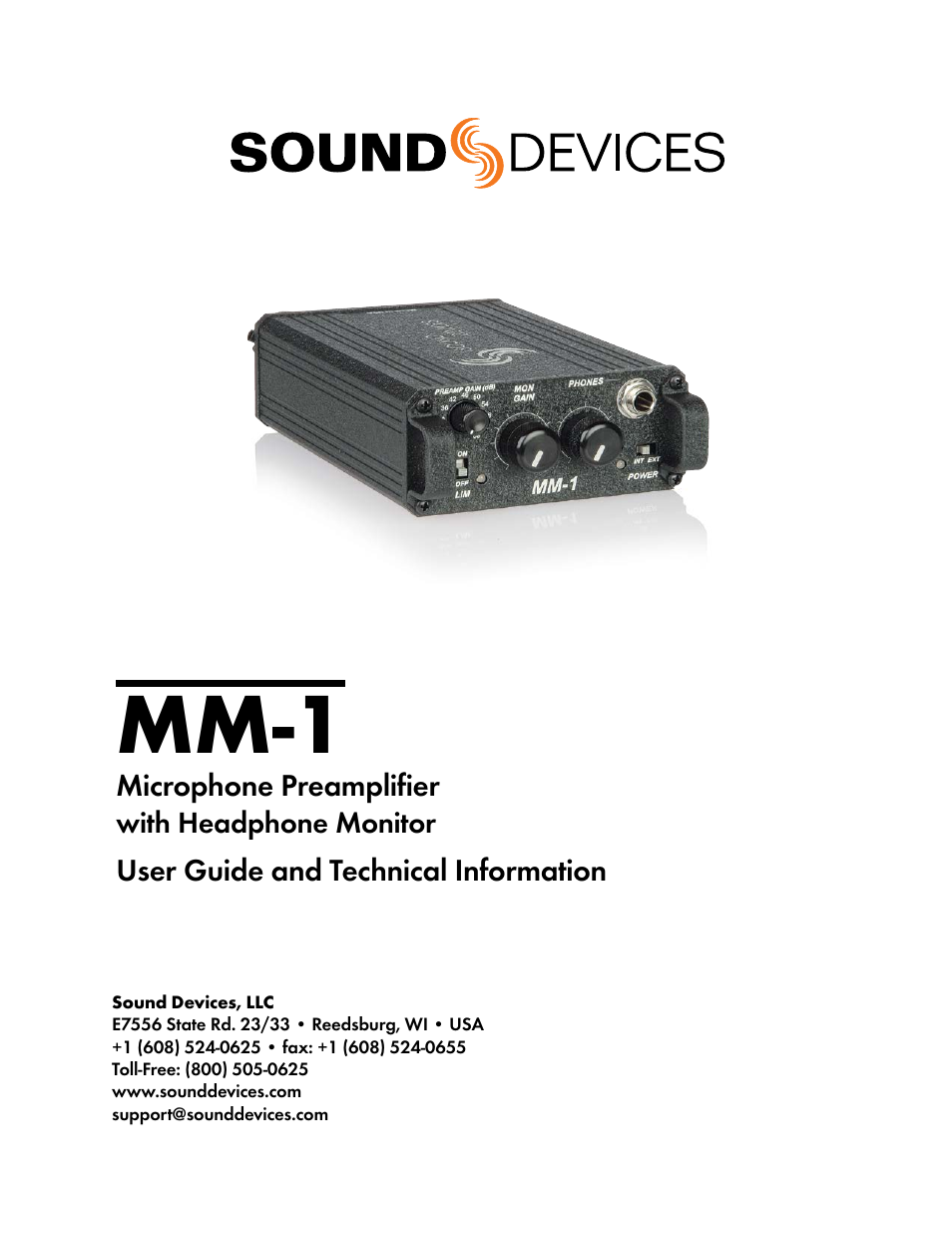 Sound Devices MM-1 User Manual | 14 pages