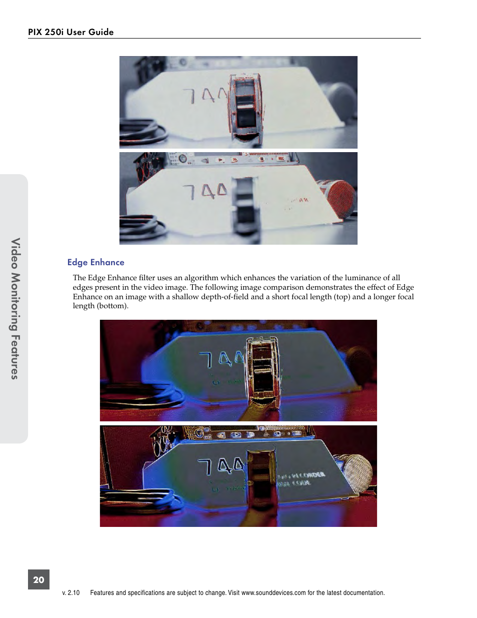 Video monit or ing f eatur es | Sound Devices PIX 250i User Manual | Page 26 / 86