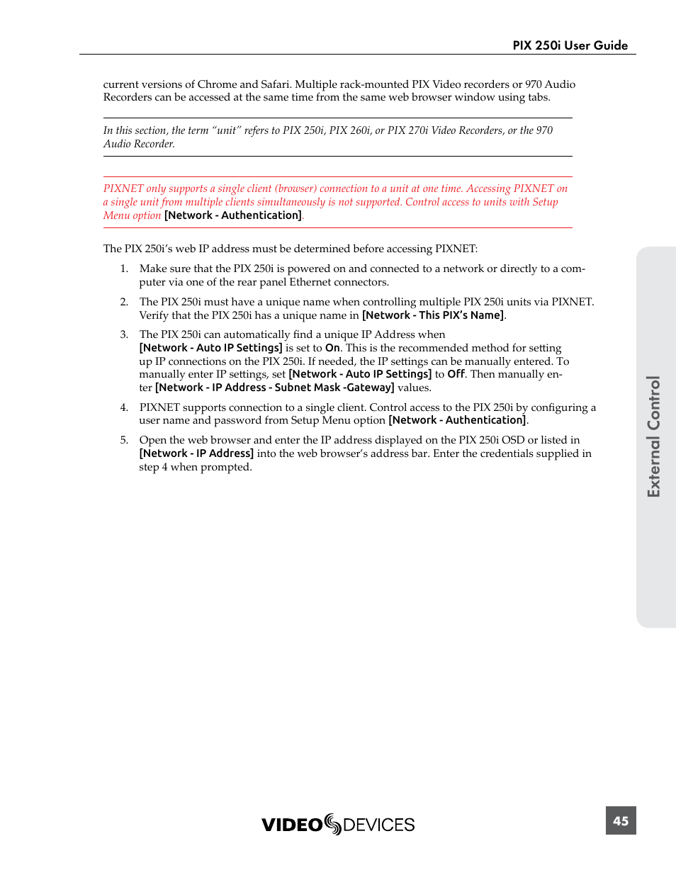 Ext er nal contr ol | Sound Devices PIX 250i User Manual | Page 51 / 86
