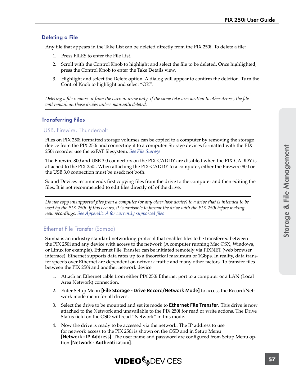 Deletes the take or file (confirmation dialog), St or ag e & f ile manag ement | Sound Devices PIX 250i User Manual | Page 63 / 86
