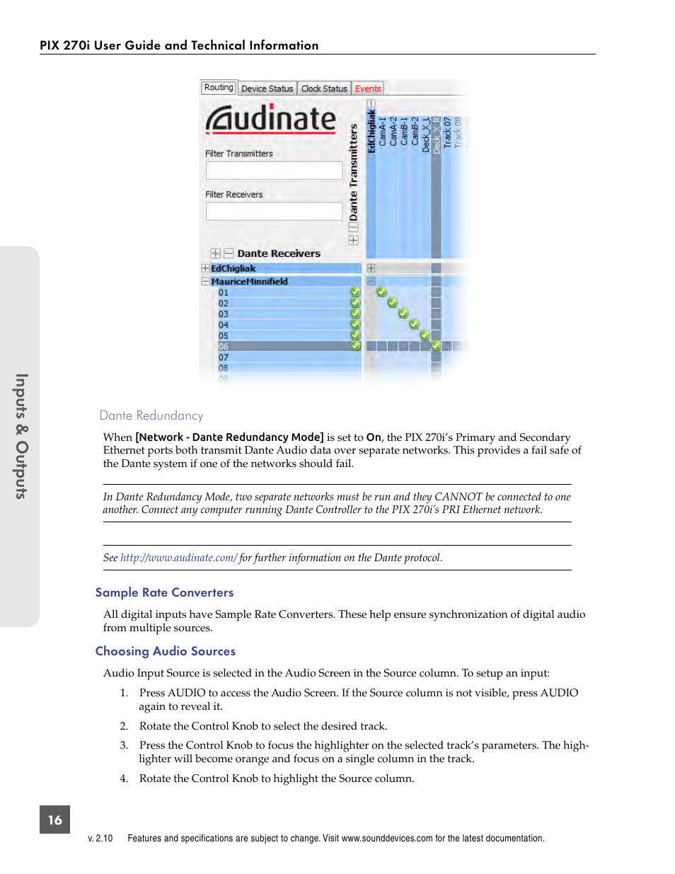 Sound Devices PIX 270i User Manual | Page 22 / 99