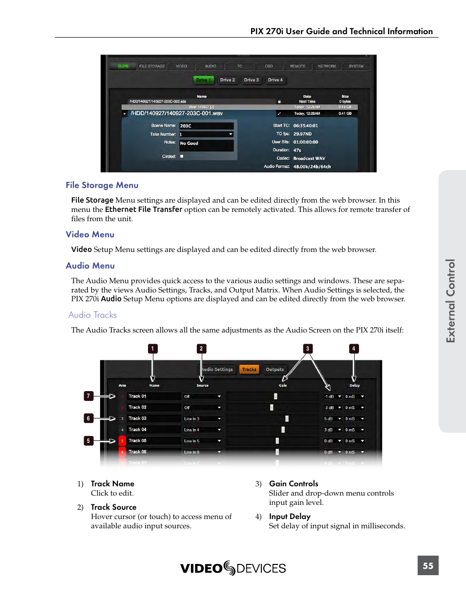 Ext er nal contr ol | Sound Devices PIX 270i User Manual | Page 61 / 99