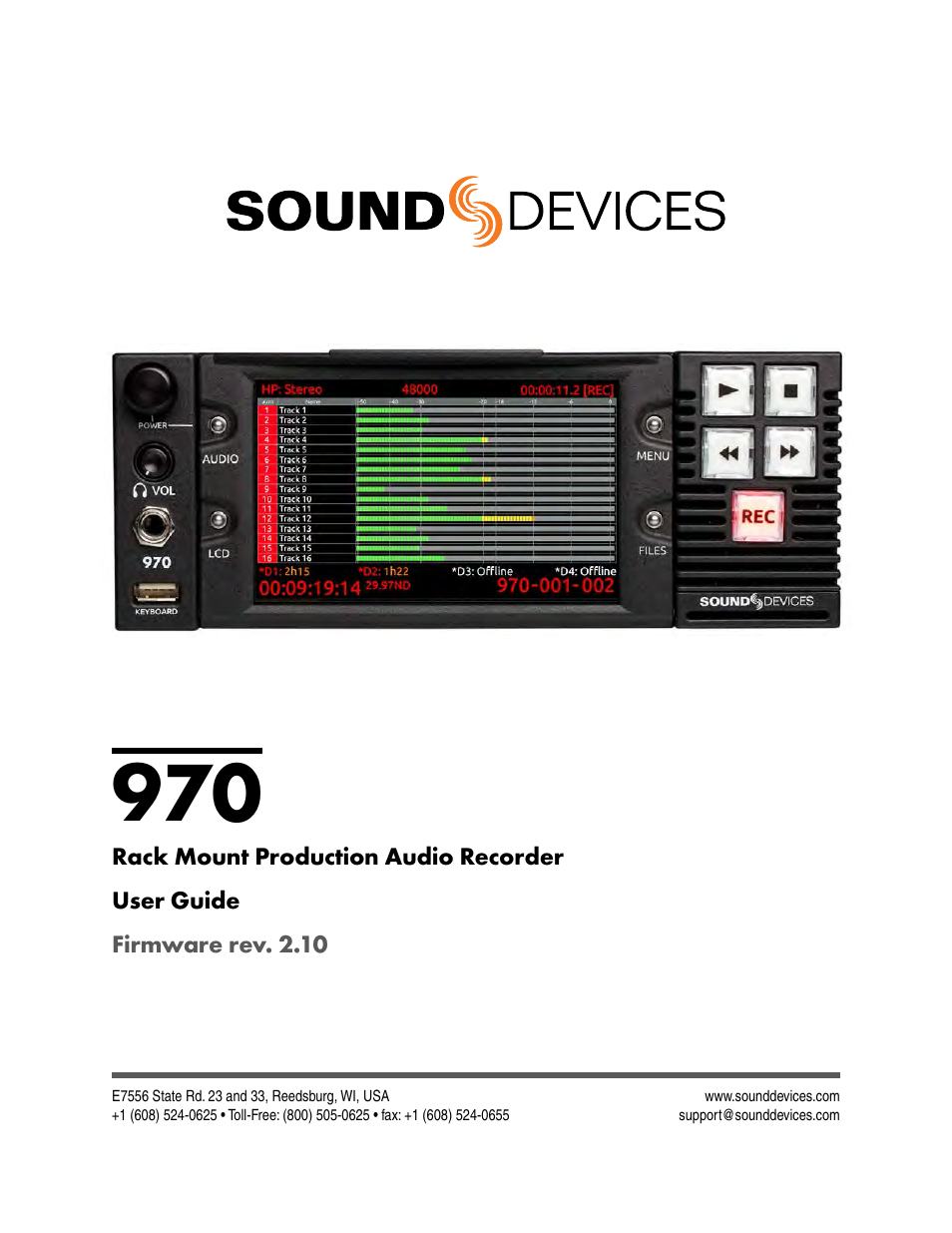 Sound Devices 970 User Manual | 74 pages